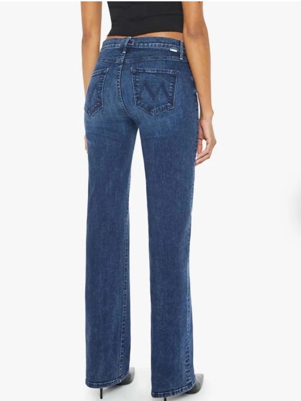 MOTHER Straight Leg Jeans in Dark Blue Wash